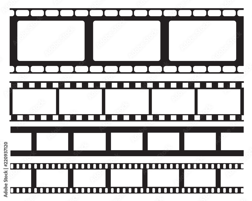 Set of old retro vntage film strip frame, vector illustration.Cinema frame. Movie tape. flat isolated on white background. Use for wed,banner,poster