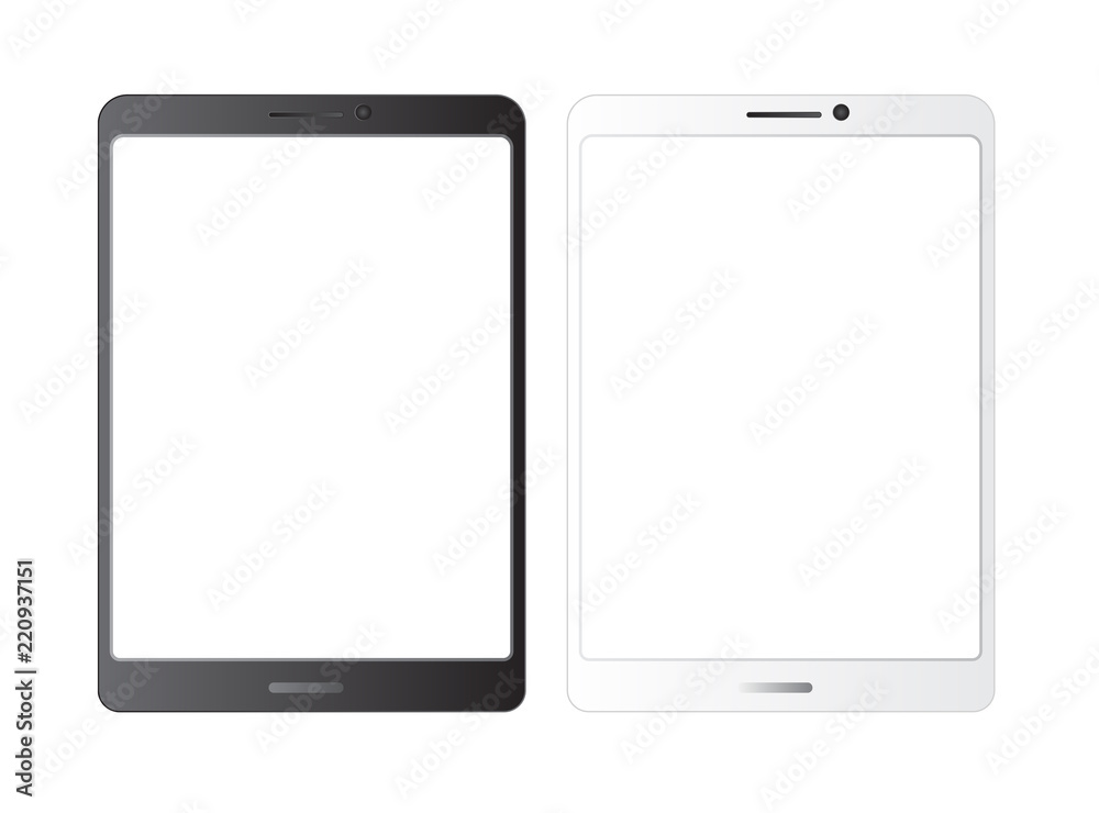 Tablet mockup.white isolated vector screen.Black and white blank screens. Showcase screenshots.Responsive to display your mobile web site design. Vector illustration Tablet mockup.white isolated vector screen.Black and white blank screens. Showcase screenshots.Responsive to display your mobile web site design. Vector illustration