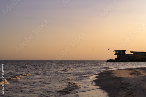 Sunset beach. Beautiful sunset on the deserted beach.  © Natali Vinokurova