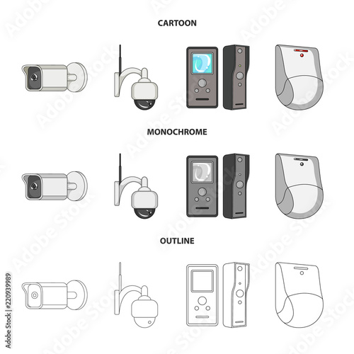 Vector illustration of cctv and camera icon. Set of cctv and system stock vector illustration.