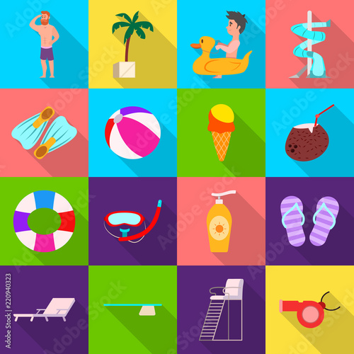 Vector illustration of pool and swimming sign. Collection of pool and activity stock vector illustration.