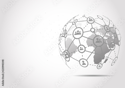 Global network connection. World map point and line composition concept of global business. Vector Illustration