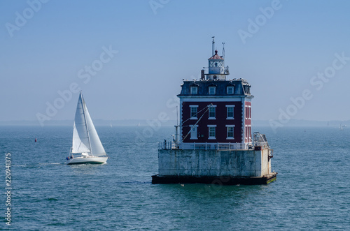 New London Ledge Lighthouse is a lighthouse in Groton, Connecticut on the Thames River at the mouth of New London harbor. photo