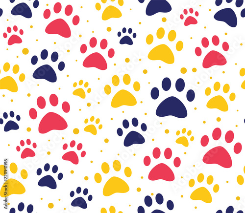 cat or dog paw seamless patterns. backgrounds for pet shop websites and prints. Animal footprint