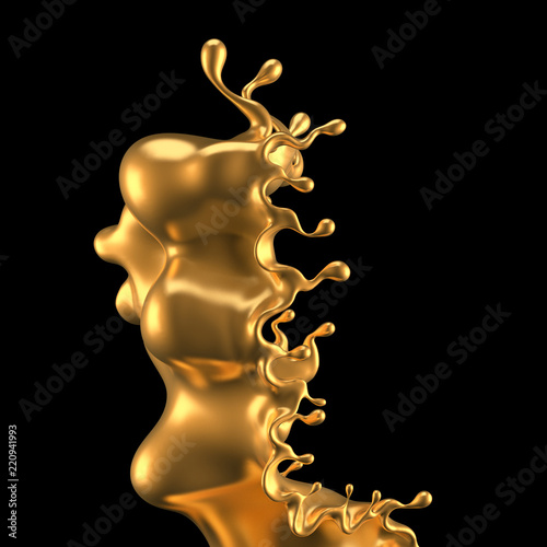Splash gold. 3d illustration  3d rendering.