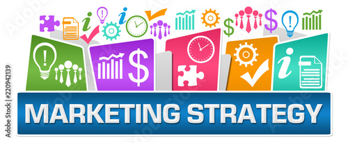 Marketing Strategy Business Symbols On Top Colorful 