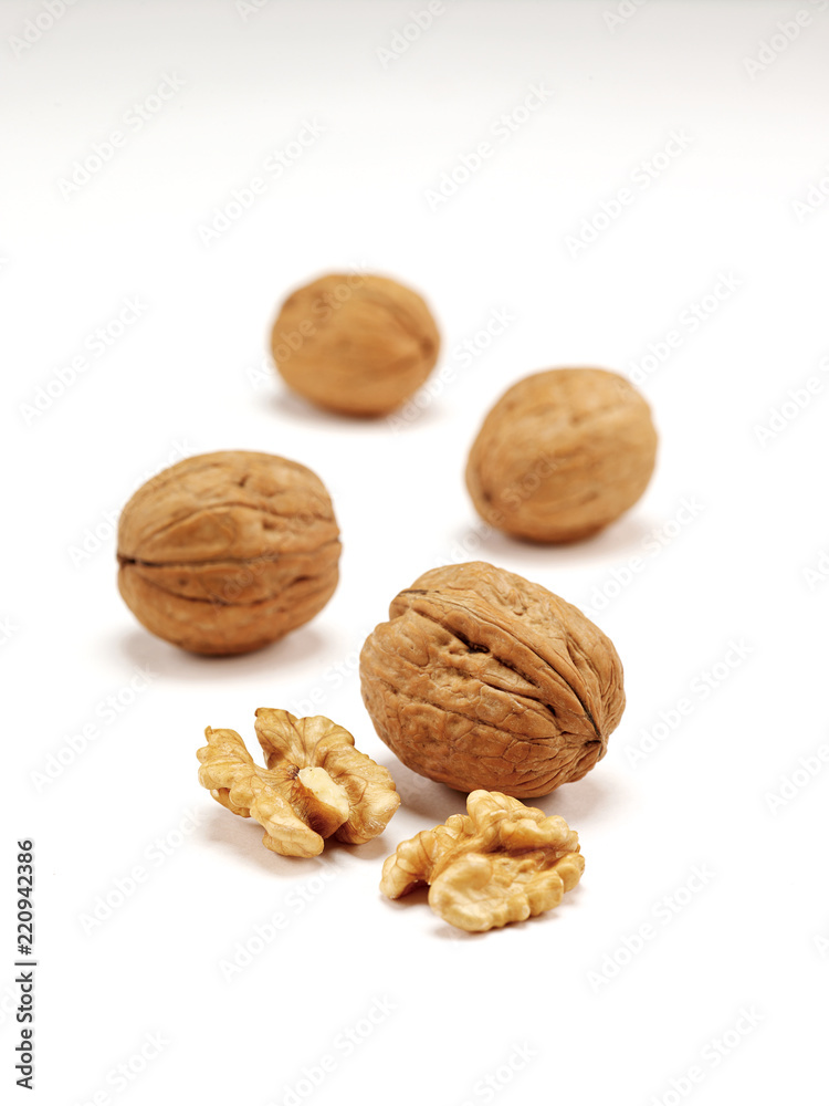 Walnuts kernel isolated on white background, Top view. Walnuts kernel isolated on white background, Top view.