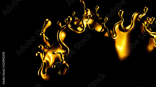 Splash gold. 3d illustration  3d rendering.