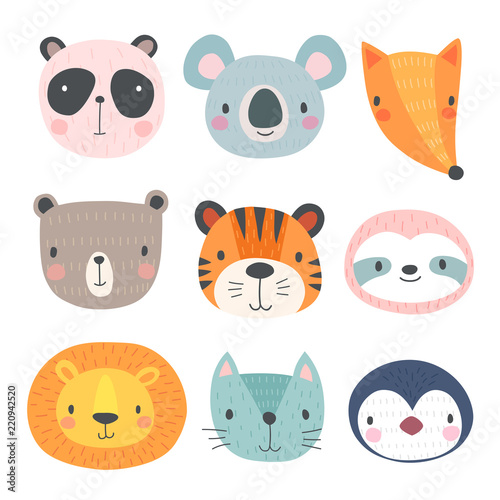 Cute animals. Hand drawn characters.