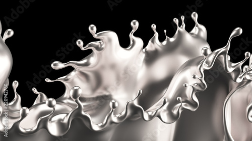 Splash silver. 3d illustration, 3d rendering.