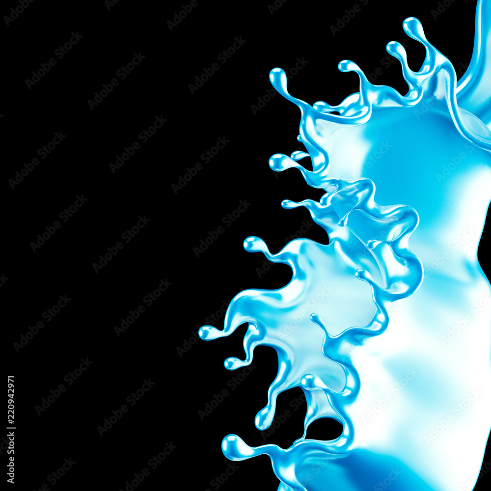 A splash of metal. 3d illustration, 3d rendering.