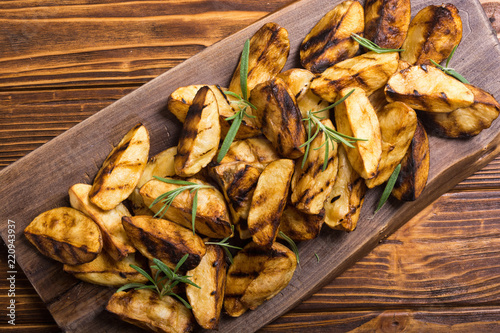 Homemade grilled potatoes with rosemary