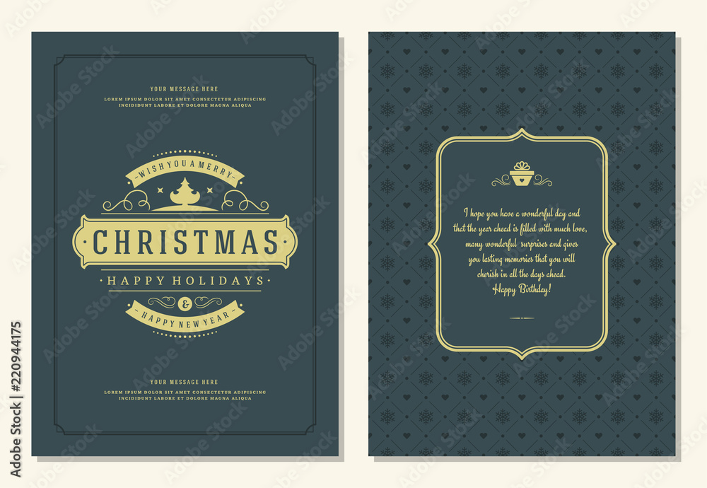 Christmas greeting card design template. Christmas greeting card design template.