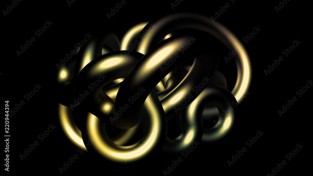 Obraz premium Black background of a snake. 3d illustration, 3d rendering.