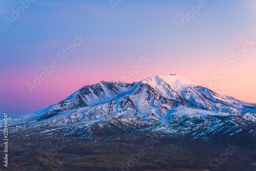 scenic view of mt st Helens with snow covered in winter when sunset ,Mount St. Helens National Volcanic Monument,Washington,usa.