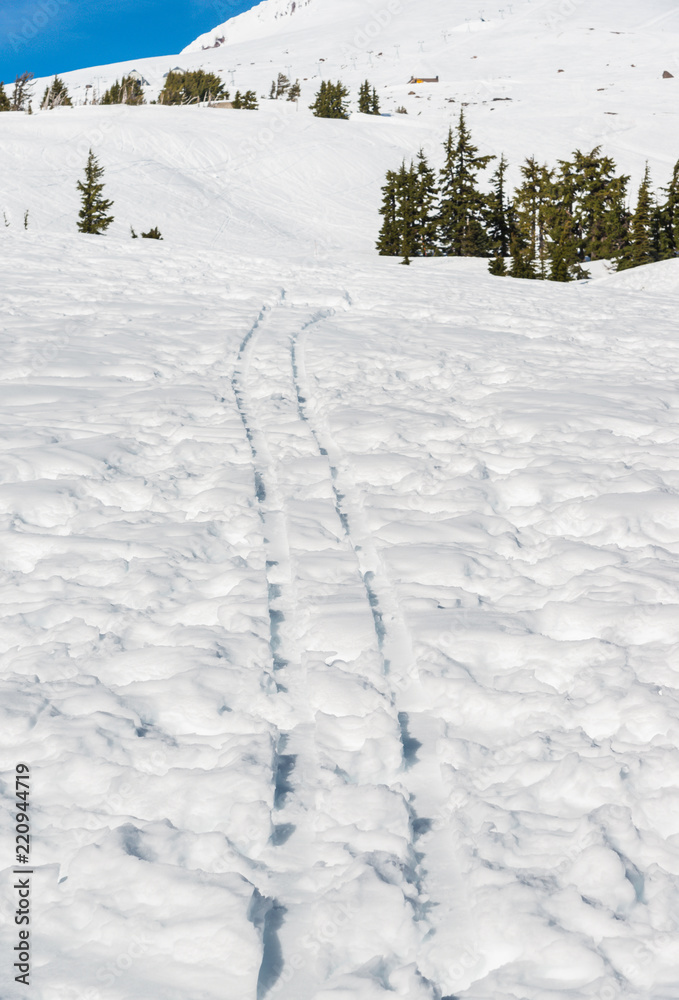 ski track in ski resort area. ski track in ski resort area.