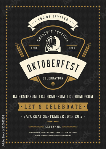 Oktoberfest beer festival celebration retro typography poster or flyer