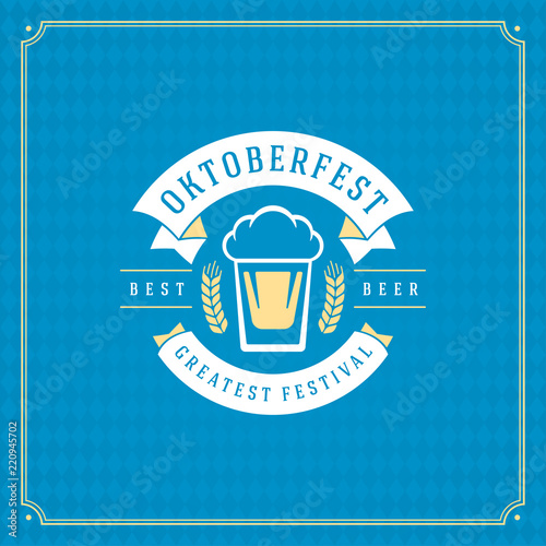 Oktoberfest beer festival celebration vintage greeting card or poster