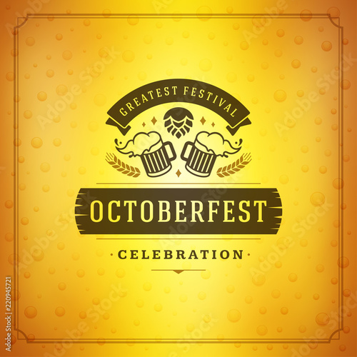 Oktoberfest beer festival celebration vintage greeting card or poster