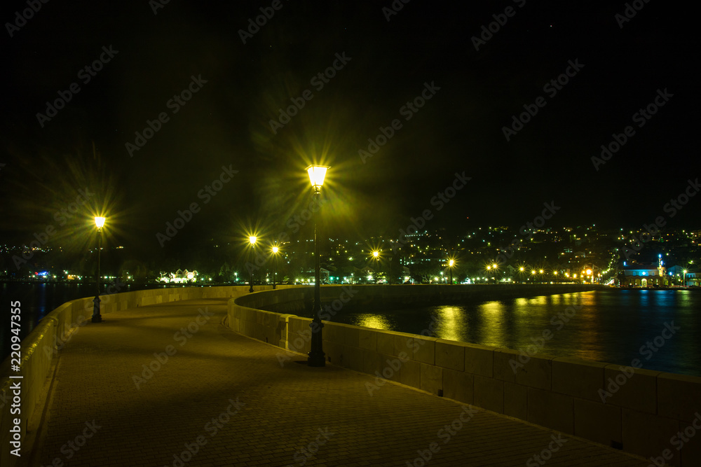 Night view of Argostoli, the capital of Greek island Kefalonia