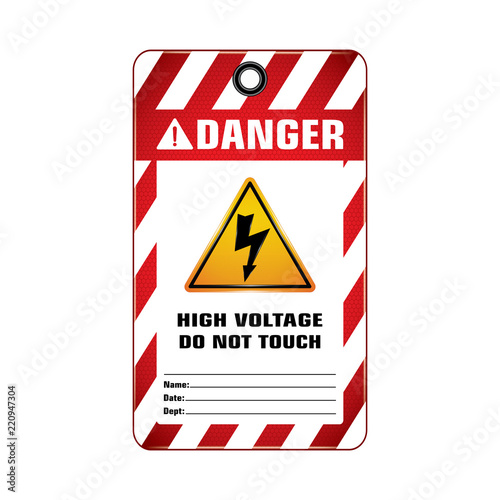 Vector,illustration graphic style,Danger High Voltage Tag,Red and white rectangle Warning Dangerous icon on white background,Attracting attention Security First sign,Idea for presentation,EPS10.