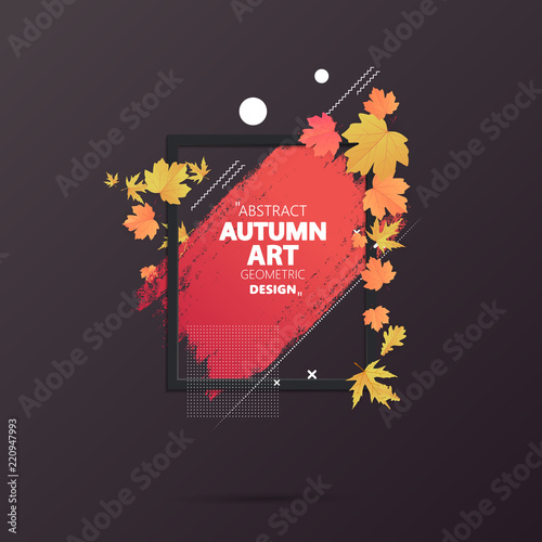 Autumn abstract frame layout decorate with leaves for shopping sale or promo poster and frame leaflet or web banner.Vector illustration