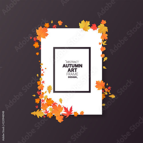 Autumn abstract frame layout decorate with leaves for shopping sale or promo poster and frame leaflet or web banner.Vector illustration
