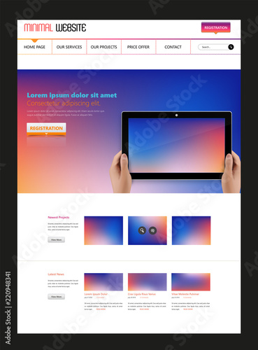 Colorful modern web page design for website and mobile website development. Easy to edit and customize.