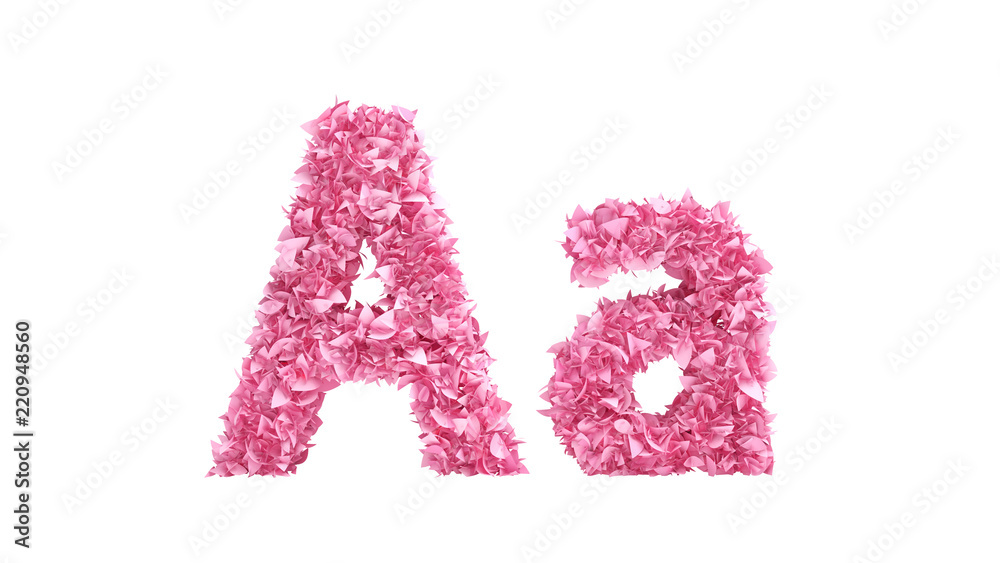 Pink flowers font. 3d illustration, 3d rendering. Pink flowers font. 3d illustration, 3d rendering.
