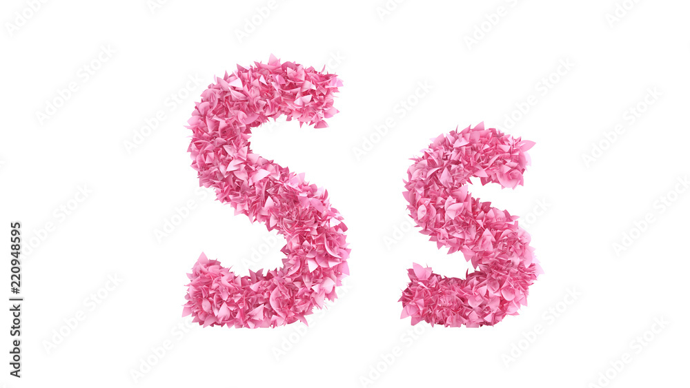 Pink flowers font. 3d illustration, 3d rendering. Pink flowers font. 3d illustration, 3d rendering.