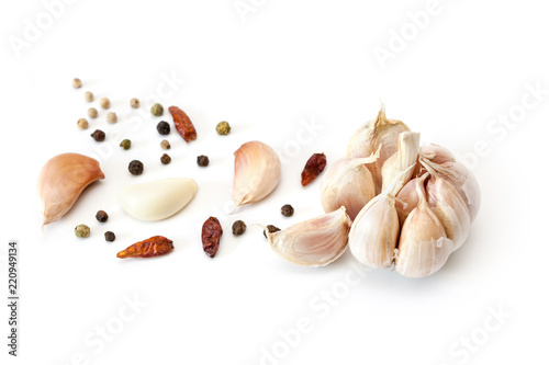 Wallpaper Mural Raw garlic segments and peppers. Torontodigital.ca