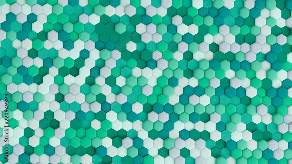 Turquoise abstract background with hexagons. 3d illustration, 3d rendering. Turquoise abstract background with hexagons. 3d illustration, 3d rendering.