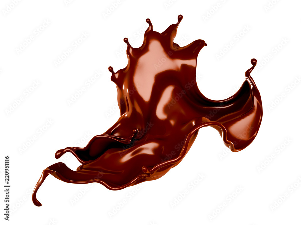 A splash of dark chocolate. 3d illustration, 3d rendering. A splash of dark chocolate. 3d illustration, 3d rendering.