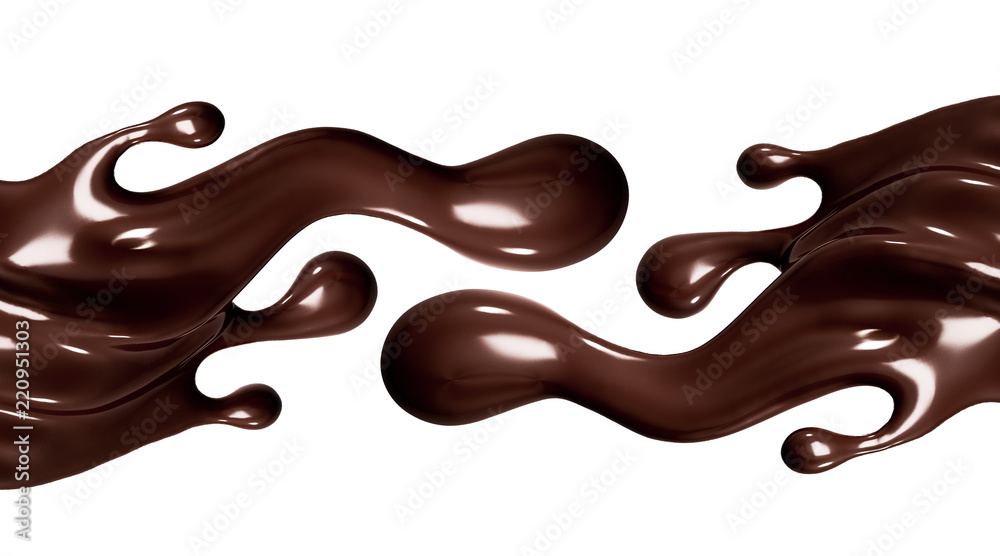 A splash of dark chocolate. 3d illustration, 3d rendering. A splash of dark chocolate. 3d illustration, 3d rendering.