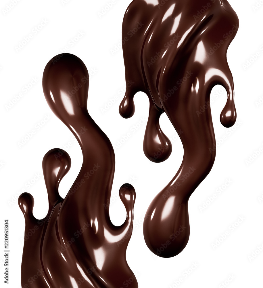 A splash of dark chocolate. 3d illustration, 3d rendering. A splash of dark chocolate. 3d illustration, 3d rendering.