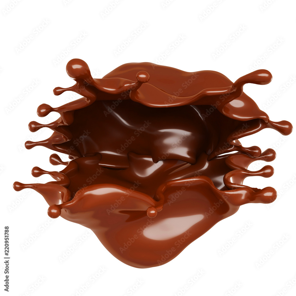 A splash of milk chocolate. 3d illustration, 3d rendering. A splash of milk chocolate. 3d illustration, 3d rendering.