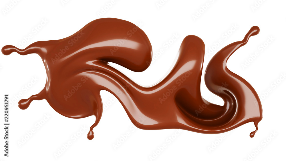 A splash of milk chocolate. 3d illustration, 3d rendering. A splash of milk chocolate. 3d illustration, 3d rendering.