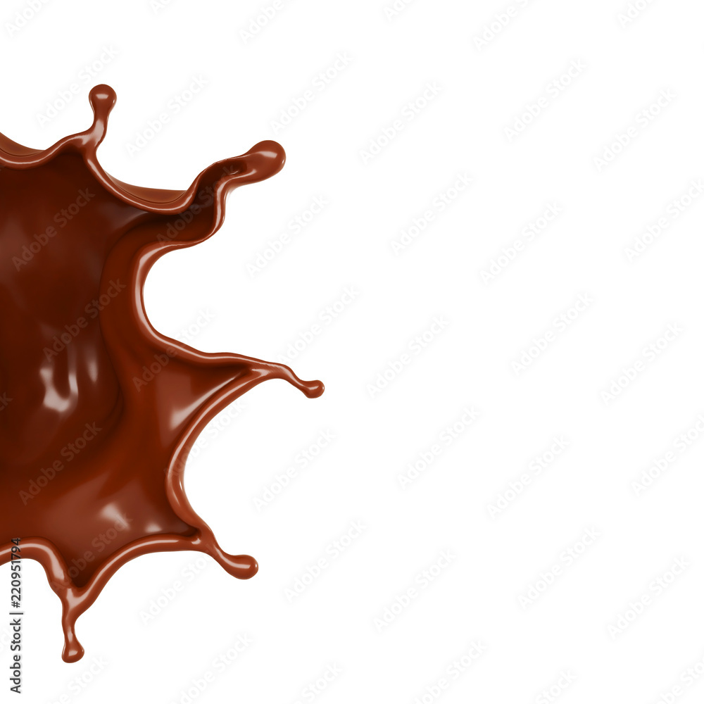 A splash of milk chocolate. 3d illustration, 3d rendering.