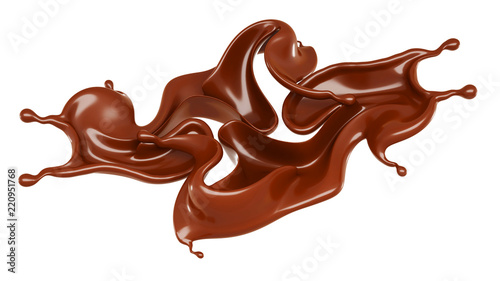 A splash of milk chocolate. 3d illustration, 3d rendering.