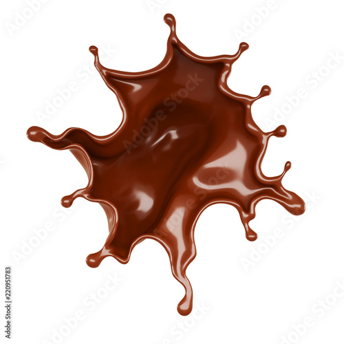 A splash of milk chocolate. 3d illustration, 3d rendering.