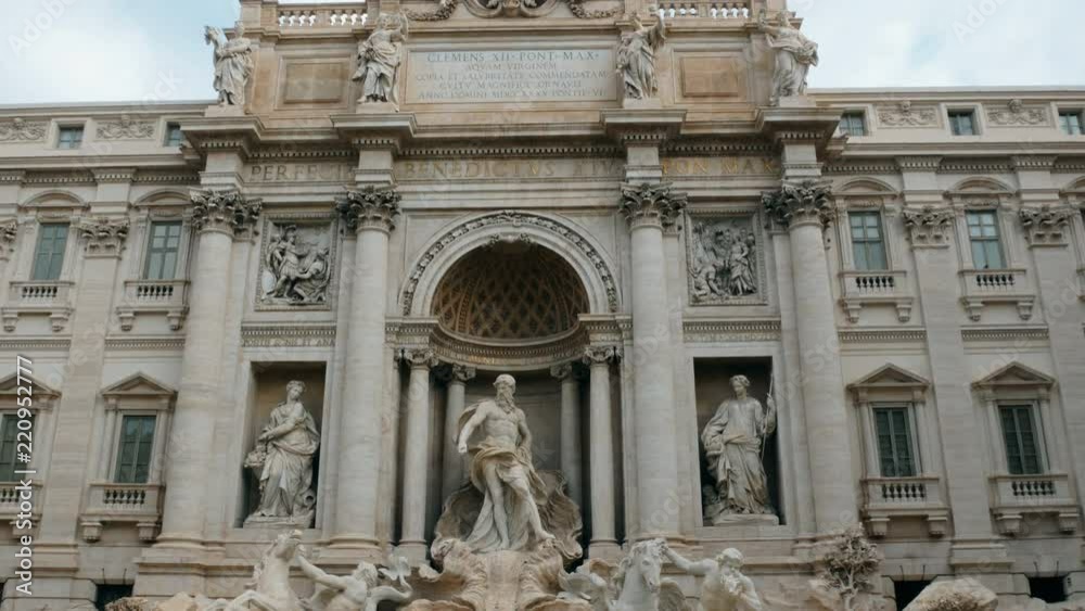 Rome Trevi Fountain Architecture And Landmark In City Center front view Rome Trevi Fountain Architecture And Landmark In City Center front view