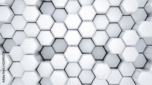White hexagon background. 3d illustration  3d rendering.