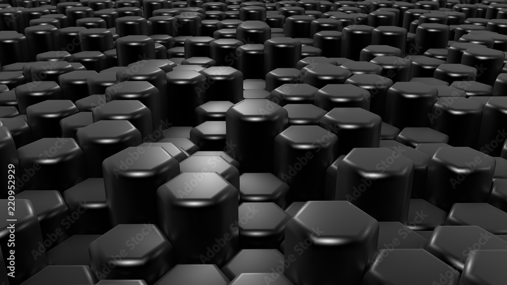 Black hexagon background. 3d illustration, 3d rendering. Black hexagon background. 3d illustration, 3d rendering.