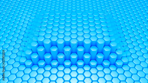 Blue hexagon background. 3d illustration  3d rendering.