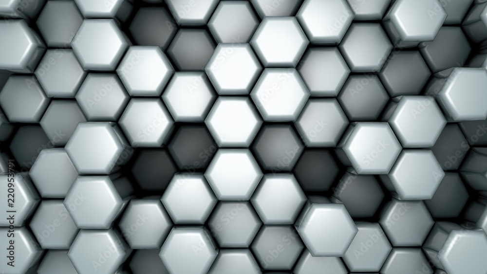 Naklejka premium Green hexagon background. 3d illustration, 3d rendering.