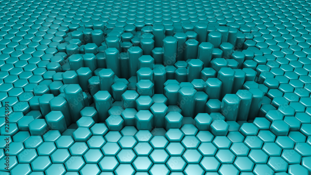 Obraz premium Turquoise hexagon background. 3d illustration, 3d rendering.