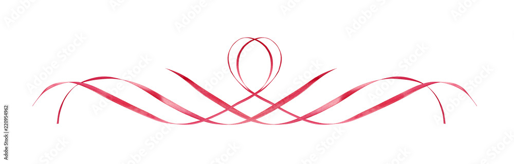 Pink satin waved ribbons in a line arrangement