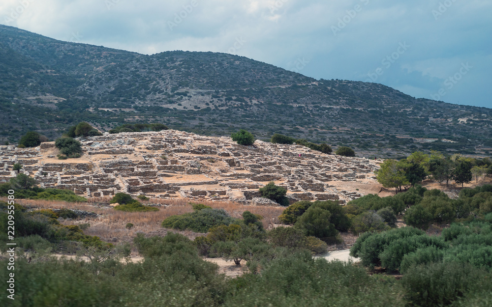 Ancient minion palace of Gournia, Crete excavation history site ruins