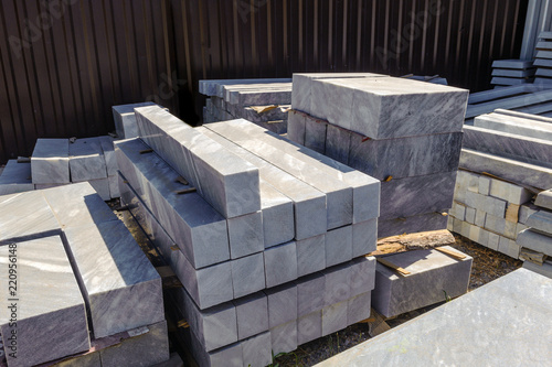 Marble slabs for making tombstones in the warehouse