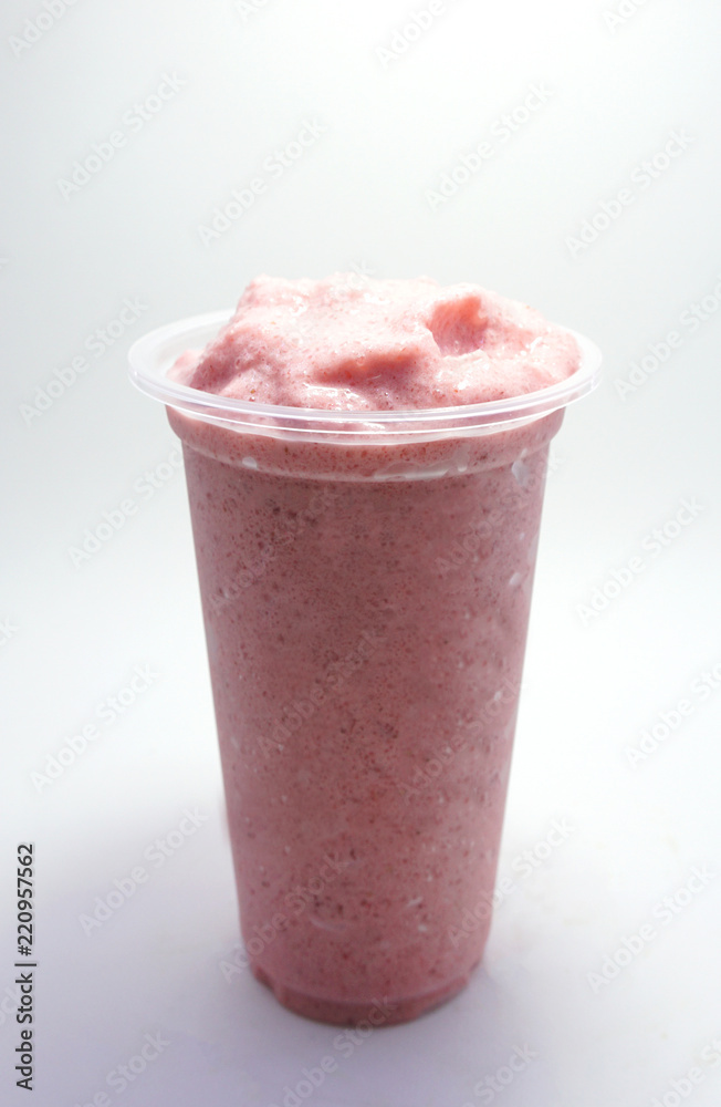 Strawberry yogurt in take home cup beverage for summer isolated on white background,clipping path. Strawberry yogurt in take home cup beverage for summer isolated on white background,clipping path.